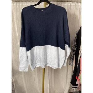 NWT Sam And Jess Navy Long crew neck Cozy Sweater Womens Size M MSRP $69